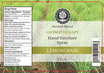Lemongrass Label (111280149423 Lemongrass Aromatherapy Hand Sanitizer Spray 2 Oz)